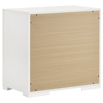 Pierce White High Gloss 2-Drawer Nightstand Bedside Table