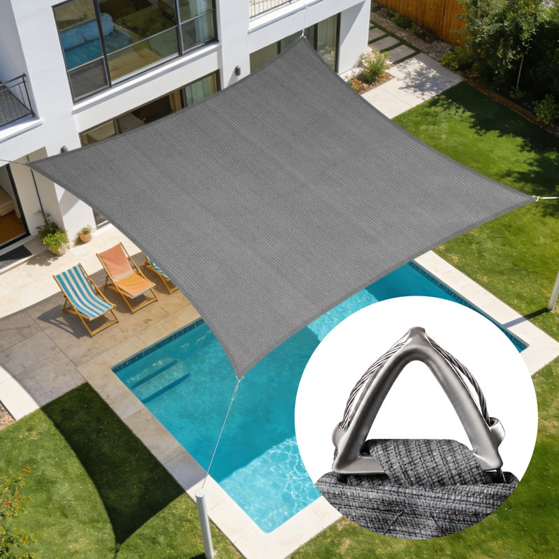 Voile d'ombrage carré Amgo Pro Ring, 20 pi x 20 pi , Gris