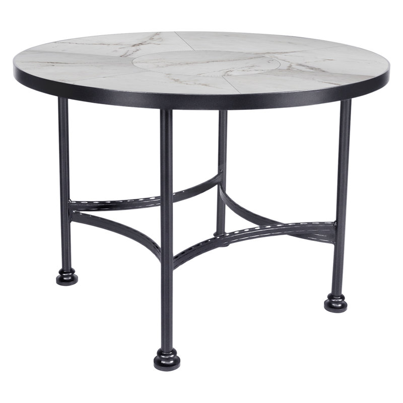 Classico Outdoor Round Dining Table, 42" W x 42" L x 29.75" H, Pallazo White, Graphite