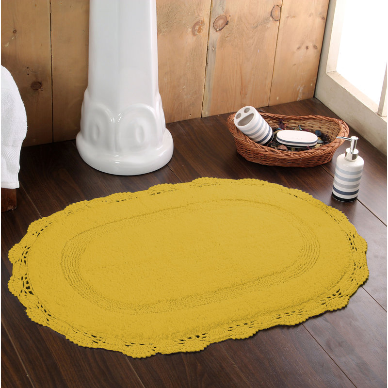 Winfree Cotton Non-Slip Bath Rug, Yellow, 30" W x 20" L