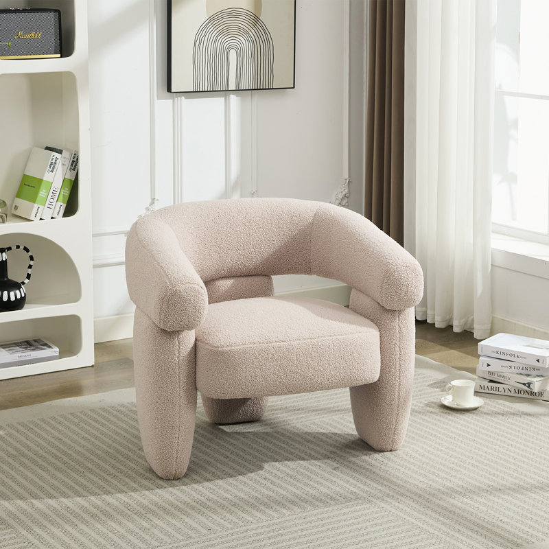 Fauteuil moderne rembourré à larges accents, Brun clair (kaki)