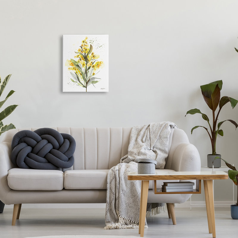 Wild Daisies Leaf Sprout Flower Impressionist Illustration Oversized Black Giclee, art texturé par Kelley Talent