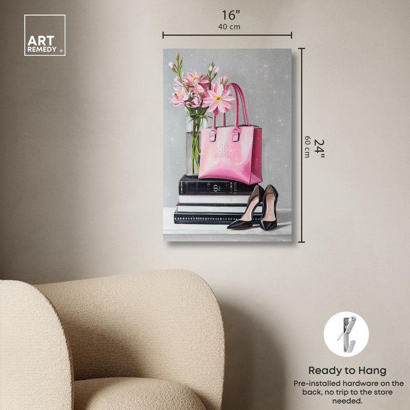 «Delicate Pink Purse», reproduction d'art sur toile par Art Remedy, H 24 po x l 16 po, Toile tendue