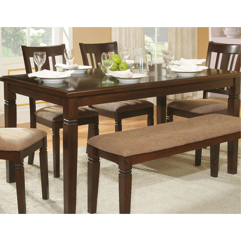 Table de salle à manger 1 pièce, style transitionnel, finition espresso, placage de chêne, mobilier décontracté