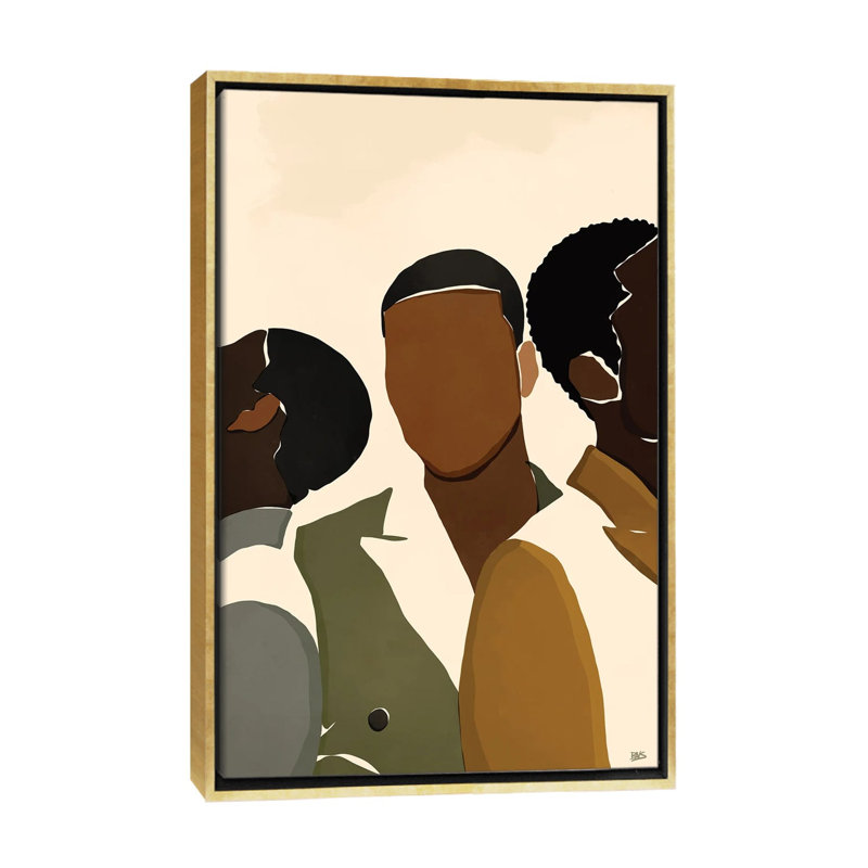 Impression d’art graphique, "Brothers" par Brie Nicole, H 48 po x l 32 po x P 1,5 po, Toile encadrée d'or, Pas de tapis