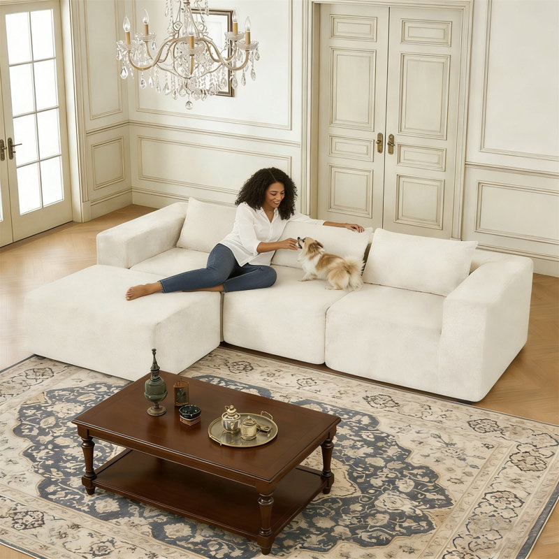 107" Compressed Sectional Sofas, Khaki