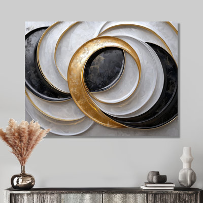 Abstract Gold And White Eclipse Of Moons III - Abstract Spirals Metal Wall Decor