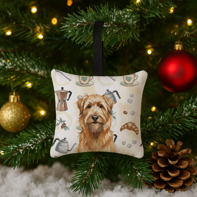 Ornement carré en tissu Tawny Briard, Briard fauve