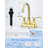 Bathroom Faucet Brushed Gold With Pop-Up Drain & Supply Hoses 2-Handle 360 Degree High Arc Swivel Spout Centerset 4 Inch Vanity Sink Faucet-126728802