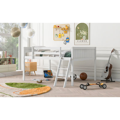 Lit mezzanine double en bois pleine grandeur avec lit de chambre flexible et élégant