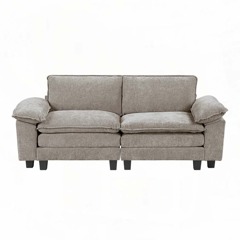 Causeuse en tissu d'ameublement en chenille, Gris brun
