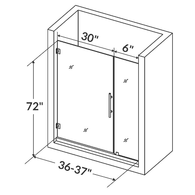 Portes de douche à charnières 36" x 72" avec panneau latéral Ultra-E