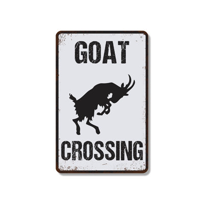 Vintage Style Goat Crossing Farm 12 Inch x 18 Inch Novelty Aluminum Sign