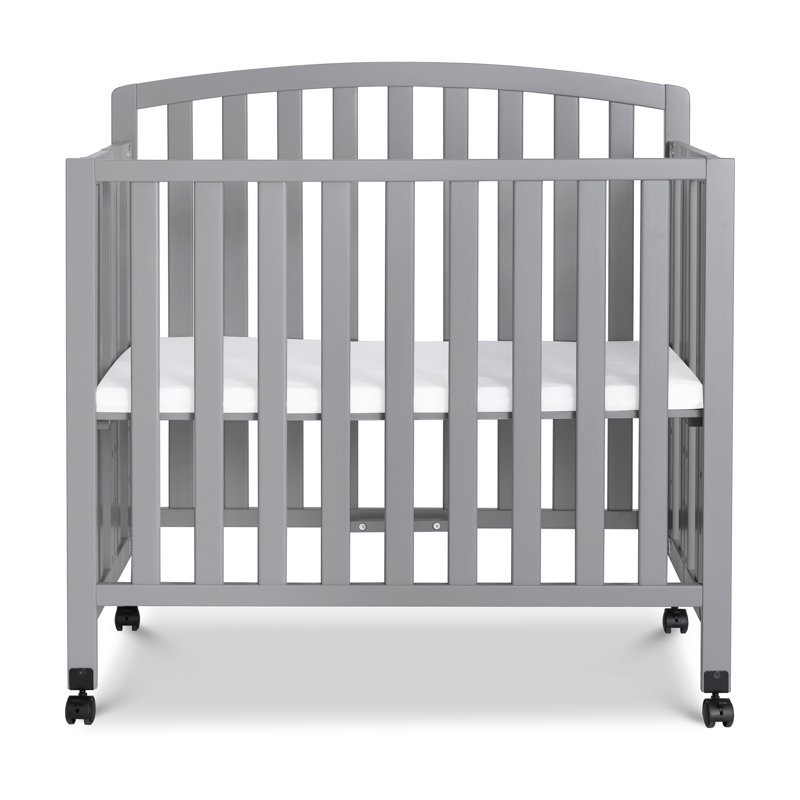 Gray Folding Portable 3-in-1 Mini Crib and Twin Bed
