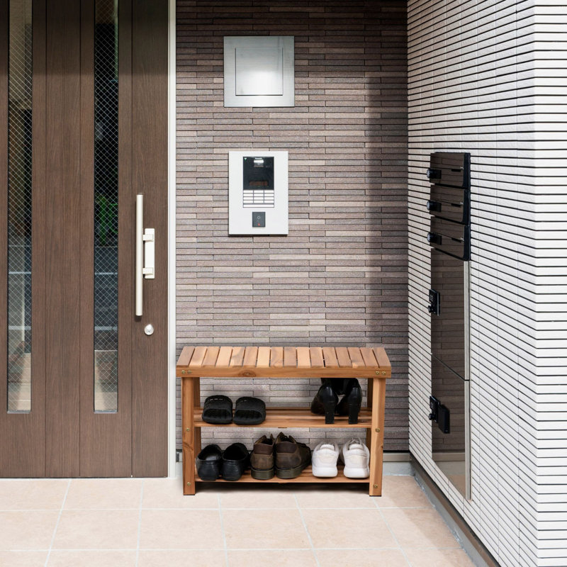 Banc à chaussures en bois d'acacia pour porte d'entrée