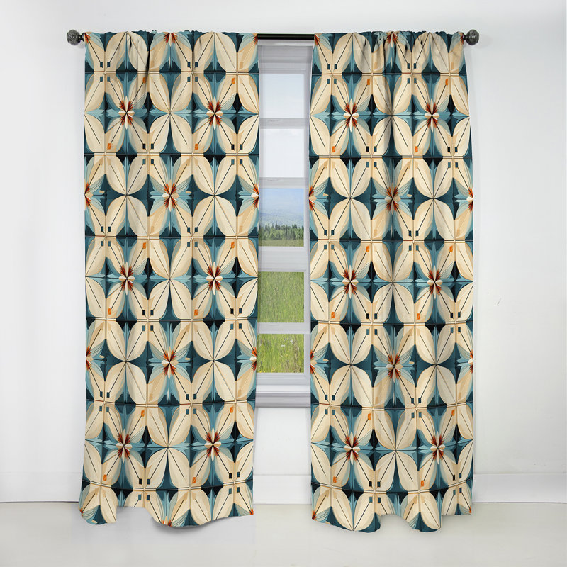 Tryphosa - Abstract Geometric Velvet Blackout Curtain - 1 Panels, 52" W x 84" L