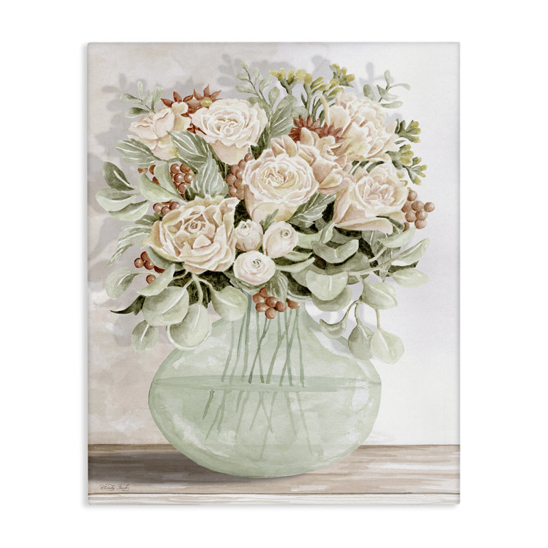  «Rose & Herb Bouquet», art mural sur toile par Cindy Jacobs, H 40 po x l 30 po