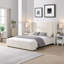 Elegant White Fabric Upholstered Bed with Tall Headboard-1799208271