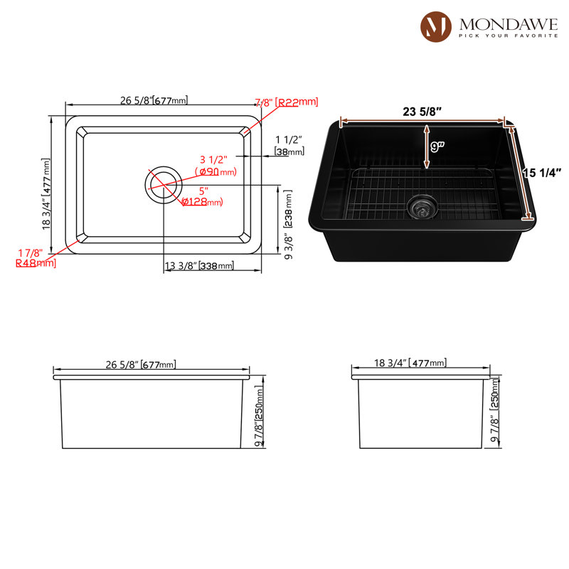 Évier de cuisine encastrable L 27 po x l 19 po avec robinet