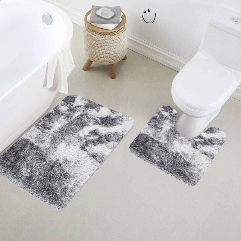 Polypropylene Plastic Non-Slip Bath Mat, Silver