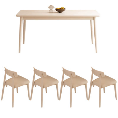 Table de roche en bois massif blanc simple