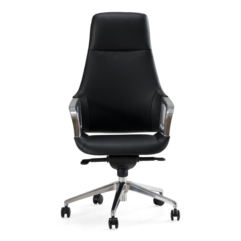 Marqueal Genuine Leather Executive Chair with Headrest, Black