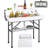 41"W Portable Two-Tier Ice Table Folding Ice Cooler Table with Drain and Detachable Skirt