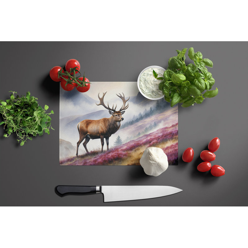 Highland Red Deer Glass Cutting Board