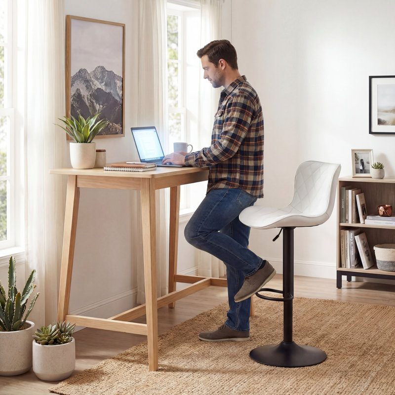 Tabouret de bar Denan, Blanc, 2
