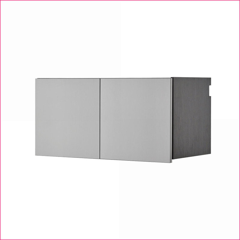Cabinets, 32 in. W Metal Wall Storage Cabinet with Soft-Closing Drawers &amp; Doors, Slate Gray | Minimalist | Bathroom