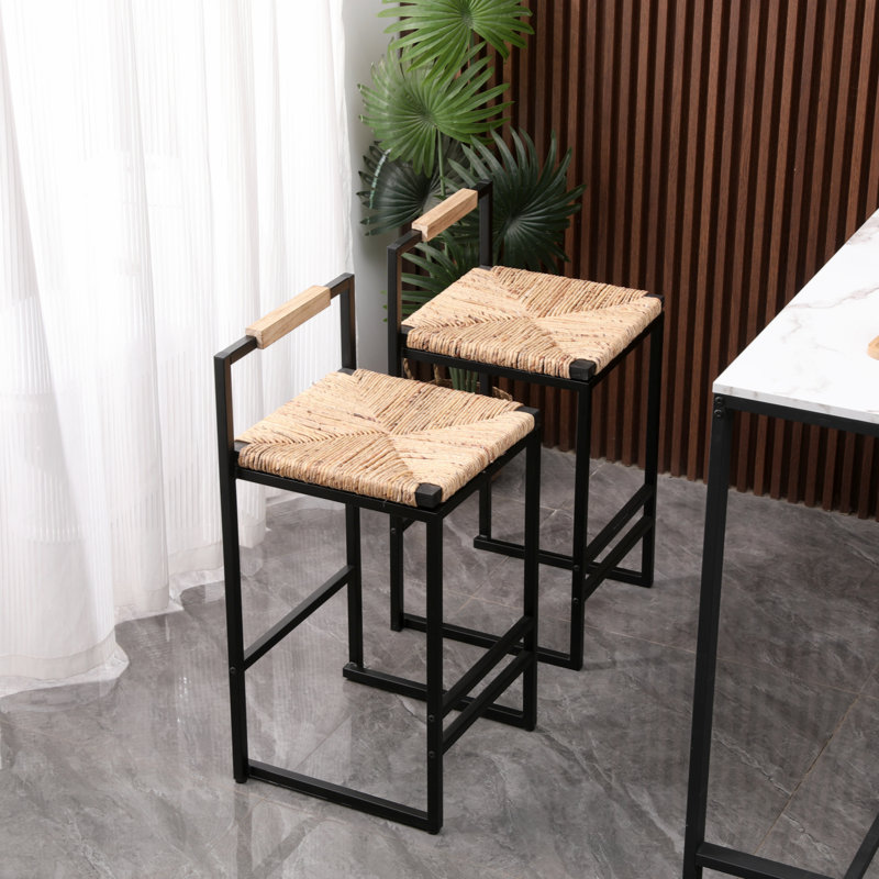 Chaise d'appoint en cuir avec comptoir, 2, Natural/Black