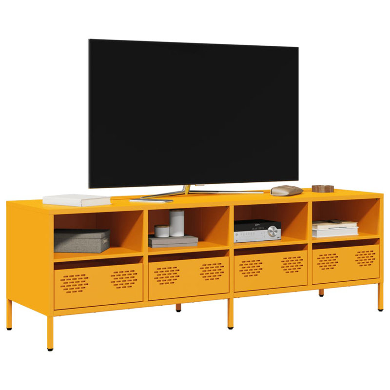 Daumantas Unfinished TV Stand for TVs up to 24", Mustard yellow