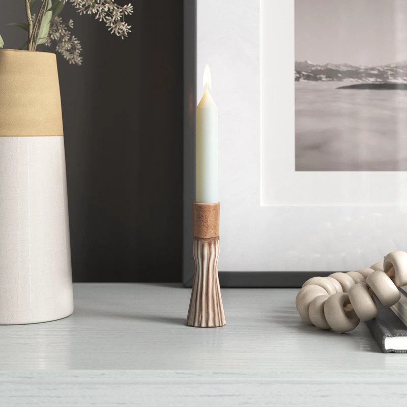 Whitehaven 4.5" Ceramic Tabletop Candlestick, Brown