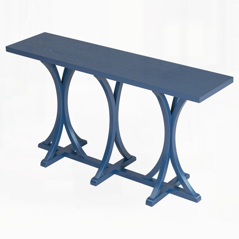 59.8'' Wooden Console Table With Wood Legs, Navy Blue