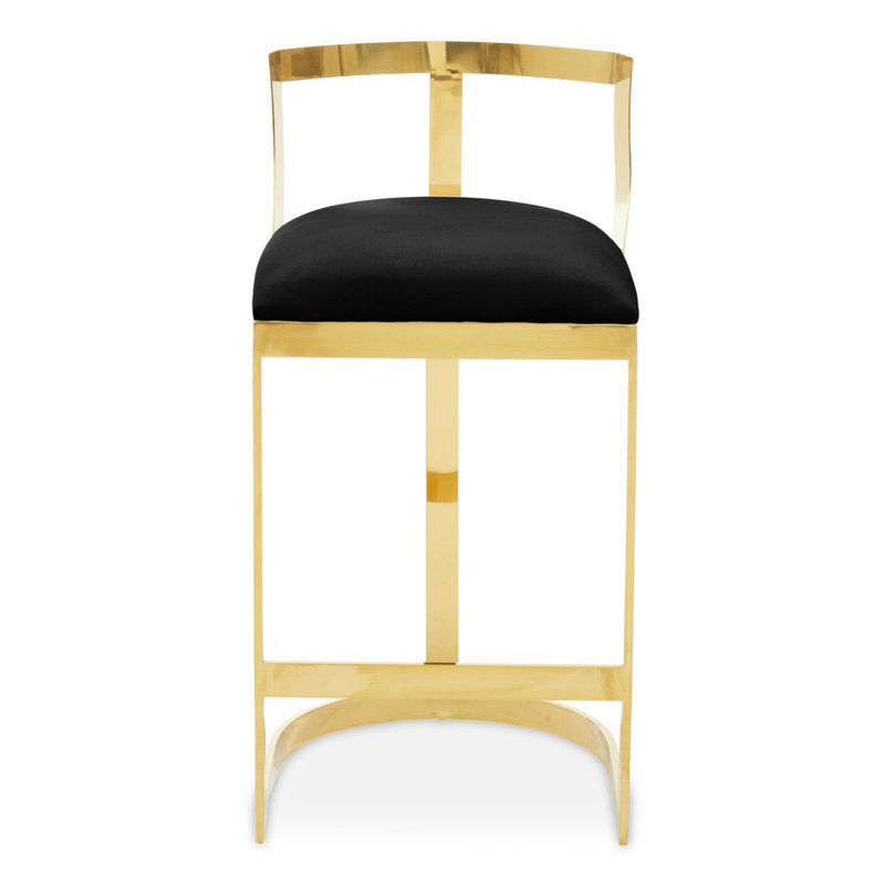 Roncy Upholstered Counter Stool with Metal Frame, Black