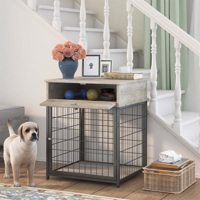 26,99 po x 26,99 po x 22,73 po - Table de bout en bois pour chien, table de couloir, table de vestibule avec tiroirs et tablettes