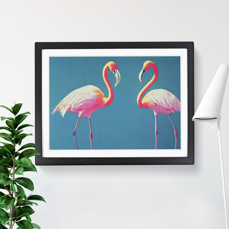 Euphoric Flamingos - Framed Print, Black, 46cm H x 64cm W x 2cm D