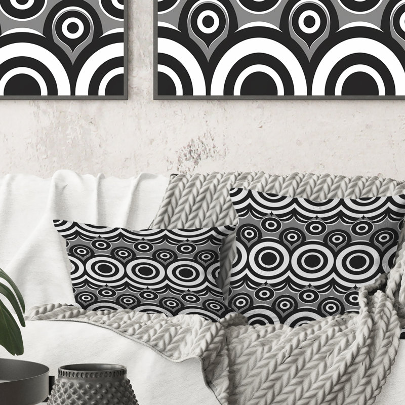Coussin lombaire rétro géométrique noir et blanc Art IV