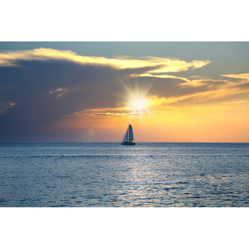 Shiny Sea And Sailboat by Jokerpro - Wrapped Canvas Print, 30cm H x 46cm W x 3.8cm D