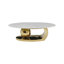 51.20 Inch Oval Faux Marble Coffee Table For Living Room,Modern Design,White Marble Pattern,Gold Stainless Steel Base.