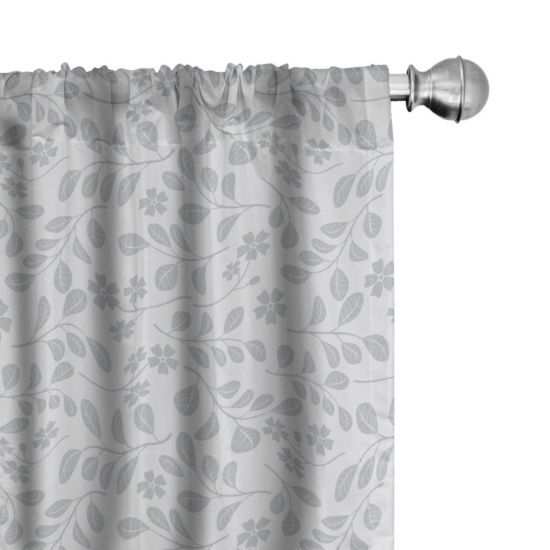 Botanical Floral Semi-Sheer Rod Pocket Curtain Panels, 28" x 84"