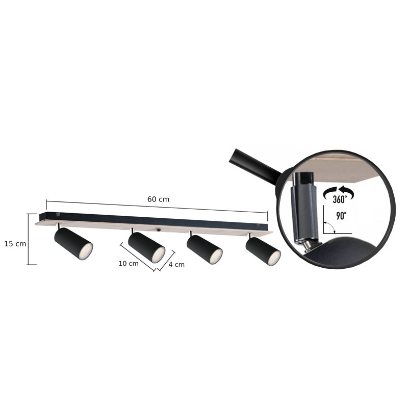 Evyan 60cm 4 -Light Track Kit, Black