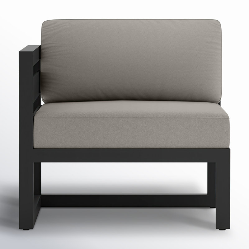 Avion 4 Piece Sectional Set, Black, Canvas Charcoal Sunbrella® Canvas