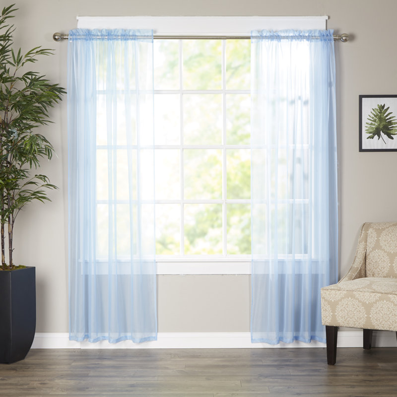 Sheer Sliding Panel Pair, Light Blue, 40" W x 84" L