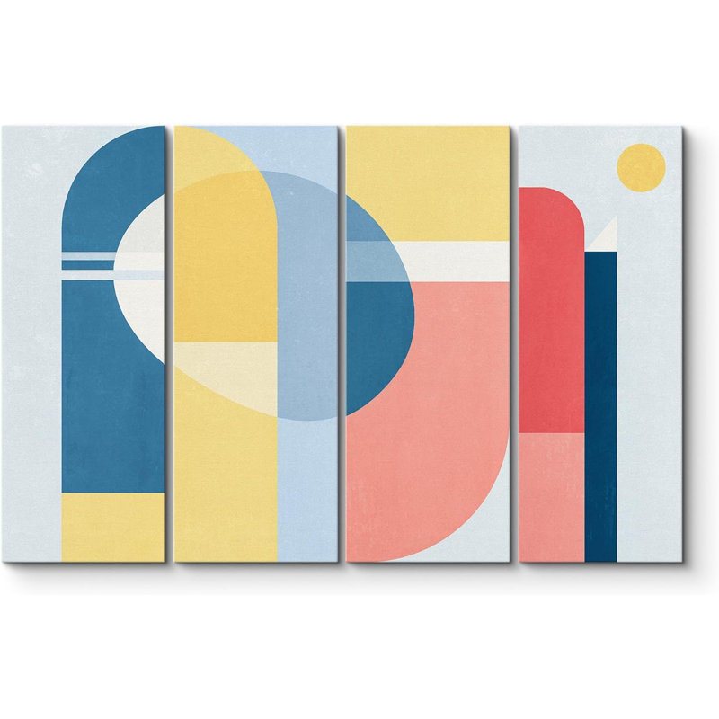 IDÉE4WALL, reproduction d'art sur toile, formes abstraites géométriques multicolores de style Mid-Century