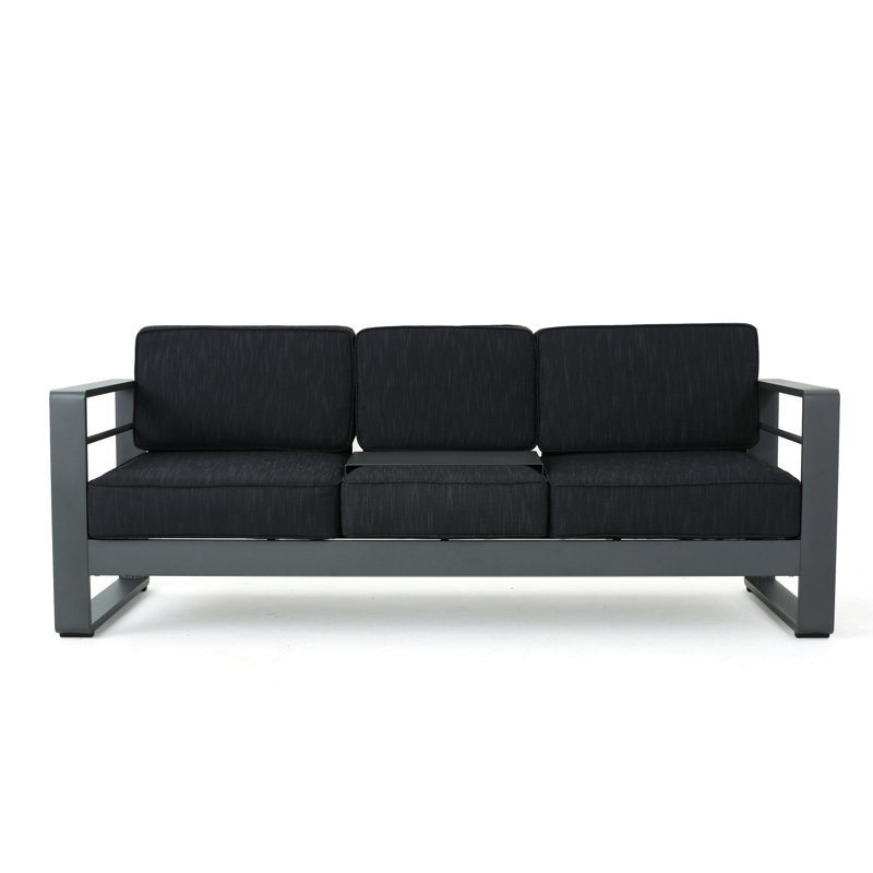 Cape Coral 2 Seater Sofa W/ Metal Tray, Dark Gray