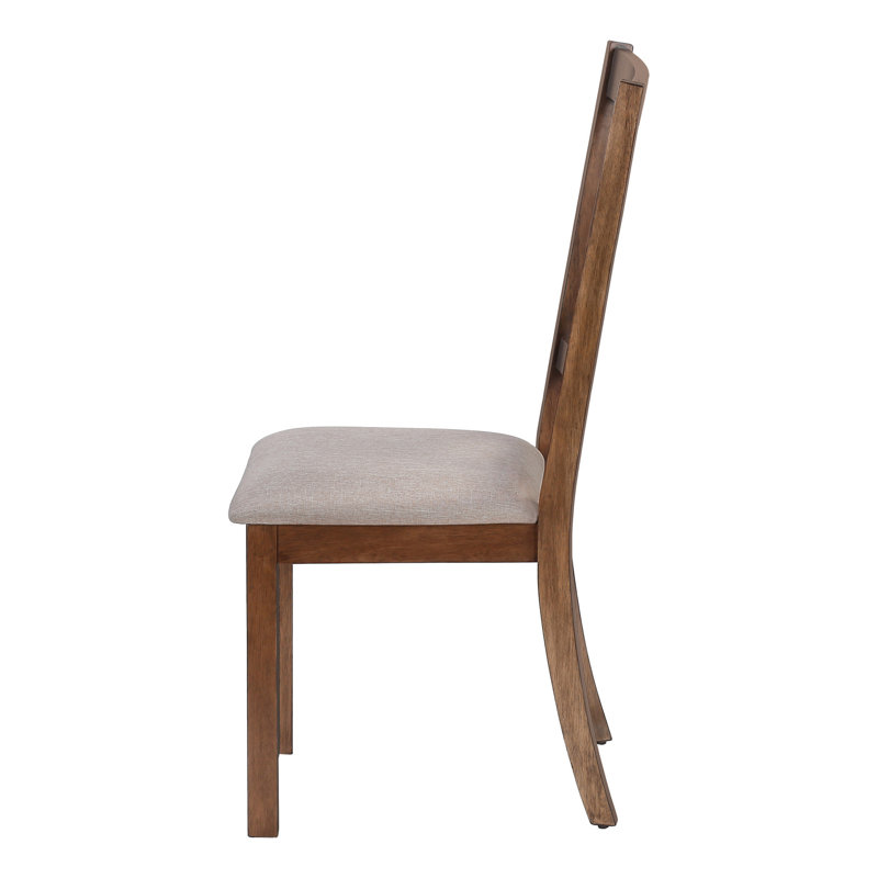 Ensemble de 2 chaises de salle à manger Daph, dossier croisé, bois brun noyer, beige