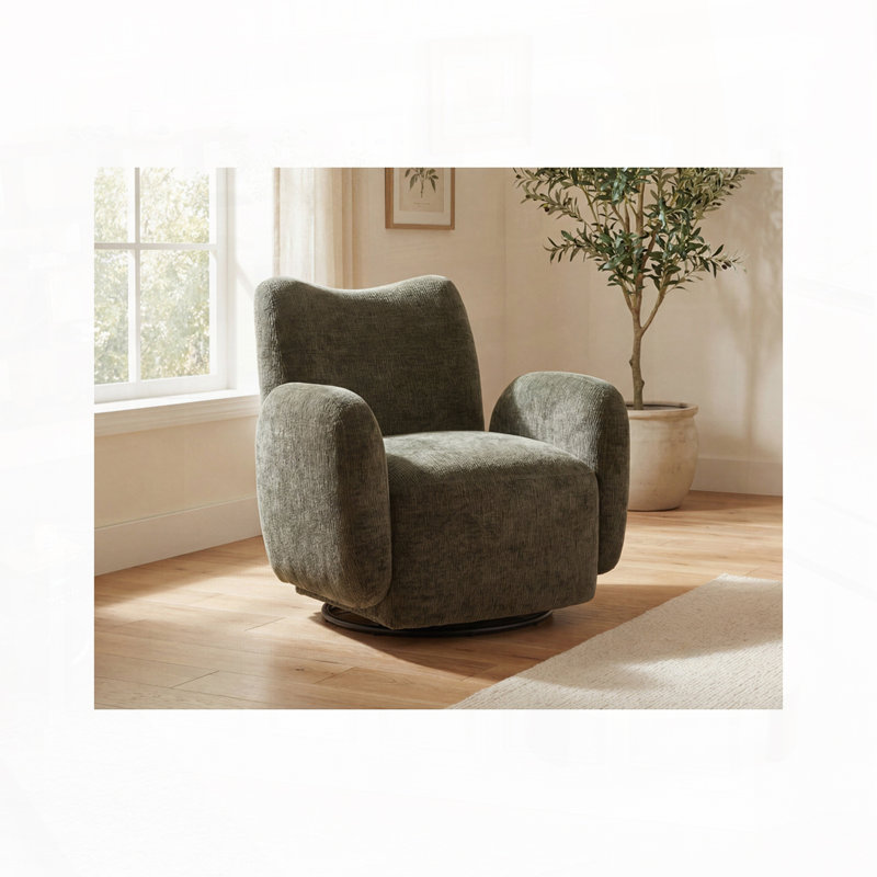Fauteuil d'appoint pivotant à 360 °, Vert olive