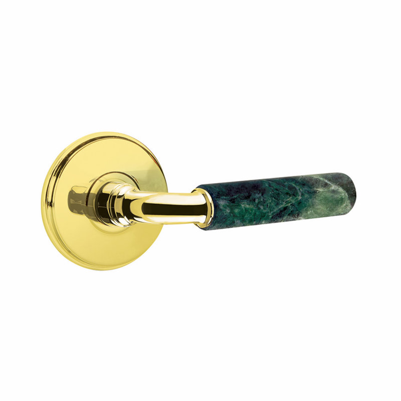 Ensemble de levier de passage Emtek Select, rosette Watford, tige R-Bar, poignée en marbre vert, l 6 po x L 6 po