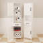 Grande armoire de salle de bain blanche autoportante en lin avec 2 portes, 1 tiroir et 1 tablette ouverte - tablettes réglables -719308845